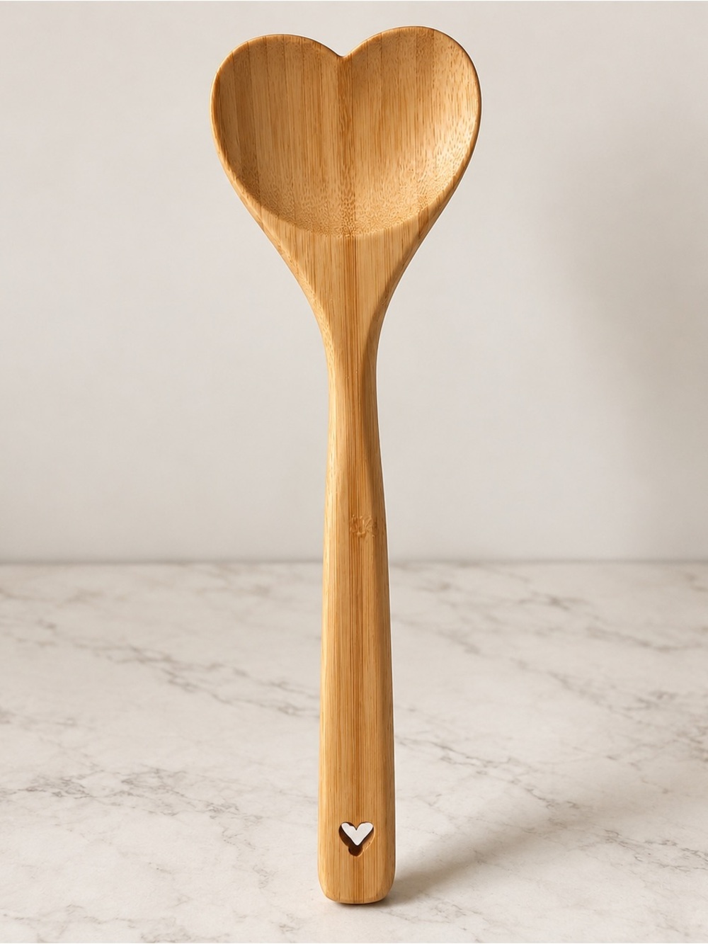Natural Bamboo Heart Spoon - Rustic Wooden Kitchen Spoon